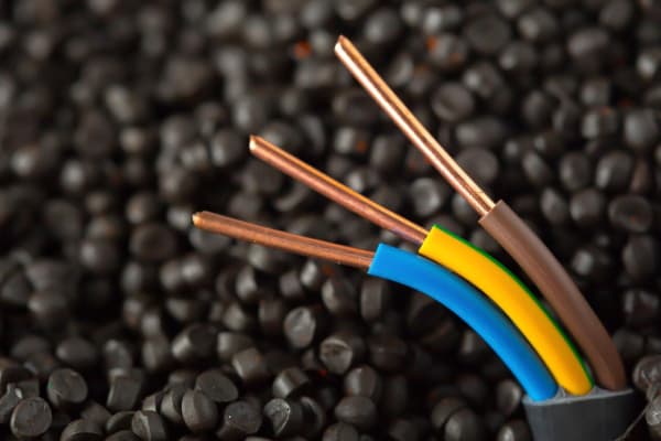 blue, yellow and brown cables