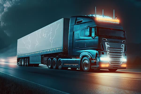 truck drived in the night